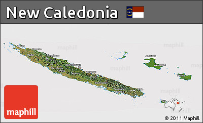 Satellite Panoramic Map of New Caledonia, cropped outside