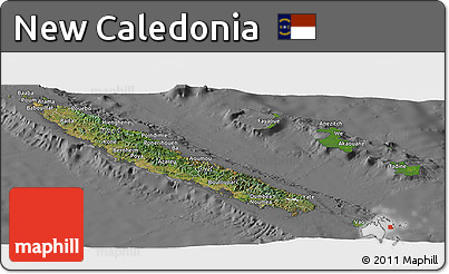 Satellite Panoramic Map of New Caledonia, desaturated