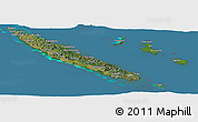 Satellite Panoramic Map of New Caledonia, desaturated, land only