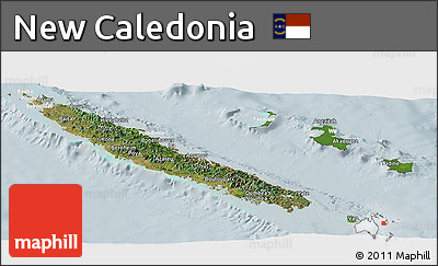 Satellite Panoramic Map of New Caledonia, lighten