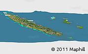 Satellite Panoramic Map of New Caledonia, lighten, land only