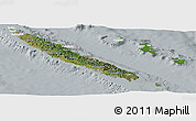 Satellite Panoramic Map of New Caledonia, lighten, semi-desaturated