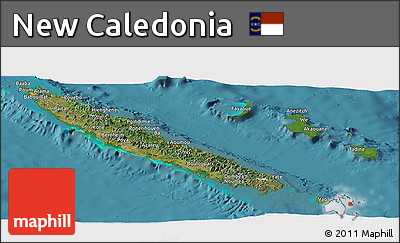 Satellite Panoramic Map of New Caledonia, physical outside, satellite sea