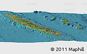 Satellite Panoramic Map of New Caledonia, political shades outside, satellite sea