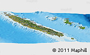 Satellite Panoramic Map of New Caledonia, shaded relief outside