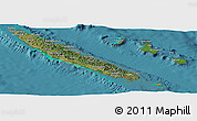 Satellite Panoramic Map of New Caledonia, shaded relief outside, satellite sea