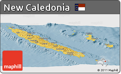 Savanna Style Panoramic Map of New Caledonia, single color outside
