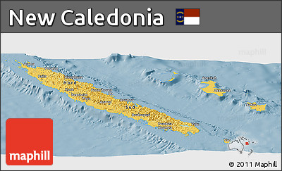 Savanna Style Panoramic Map of New Caledonia, single color outside