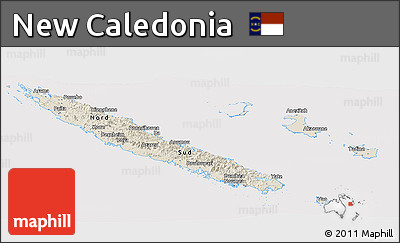 Shaded Relief Panoramic Map of New Caledonia, cropped outside