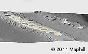 Shaded Relief Panoramic Map of New Caledonia, darken, desaturated