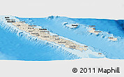 Shaded Relief Panoramic Map of New Caledonia, darken, land only