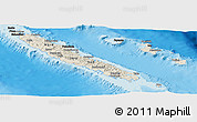 Shaded Relief Panoramic Map of New Caledonia, darken, semi-desaturated, land only