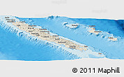 Shaded Relief Panoramic Map of New Caledonia, desaturated, land only