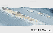 Shaded Relief Panoramic Map of New Caledonia, semi-desaturated