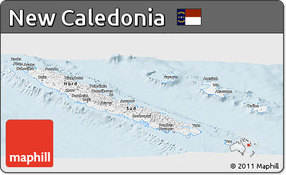 Silver Style Panoramic Map of New Caledonia