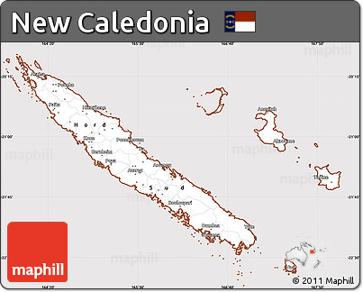 Classic Style Simple Map of New Caledonia, cropped outside