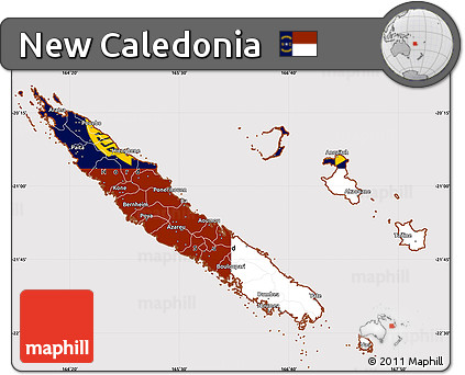 Flag Simple Map of New Caledonia, flag rotated