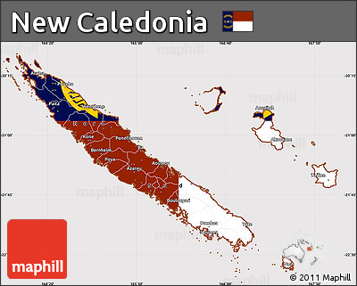 Flag Simple Map of New Caledonia, flag rotated