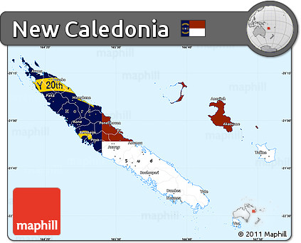 Flag Simple Map of New Caledonia, single color outside