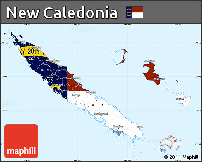 Flag Simple Map of New Caledonia, single color outside