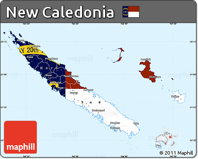 Flag Simple Map of New Caledonia, single color outside