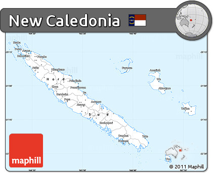 Gray Simple Map of New Caledonia