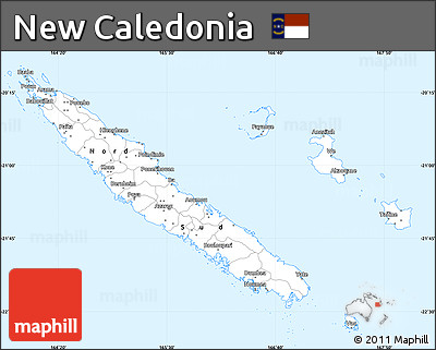 Gray Simple Map of New Caledonia