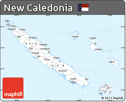 Gray Simple Map of New Caledonia
