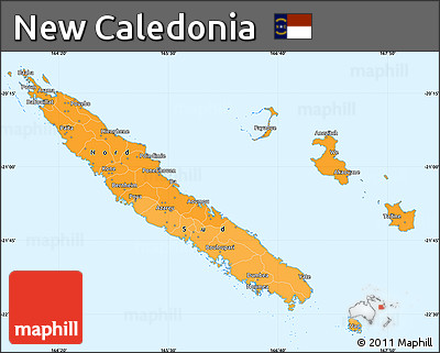 Political Shades Simple Map of New Caledonia