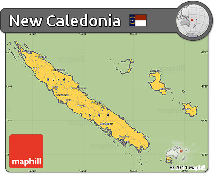 Savanna Style Simple Map of New Caledonia, cropped outside
