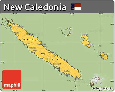 Savanna Style Simple Map of New Caledonia, cropped outside