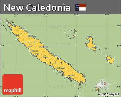 Savanna Style Simple Map of New Caledonia, cropped outside