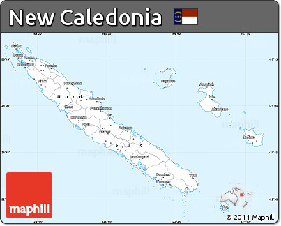 Silver Style Simple Map of New Caledonia
