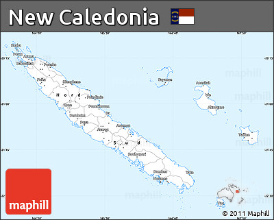 Silver Style Simple Map of New Caledonia