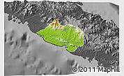 Physical 3D Map of Bourail, darken, desaturated