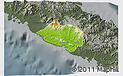 Physical 3D Map of Bourail, darken, semi-desaturated