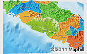Physical 3D Map of Bourail, political outside