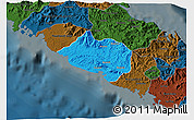 Political 3D Map of Bourail, darken