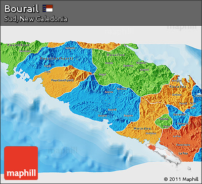 Political 3D Map of Bourail