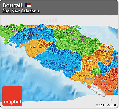 Political 3D Map of Bourail