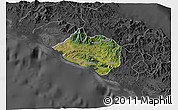 Satellite 3D Map of Bourail, darken, desaturated
