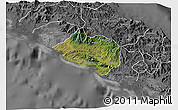 Satellite 3D Map of Bourail, desaturated