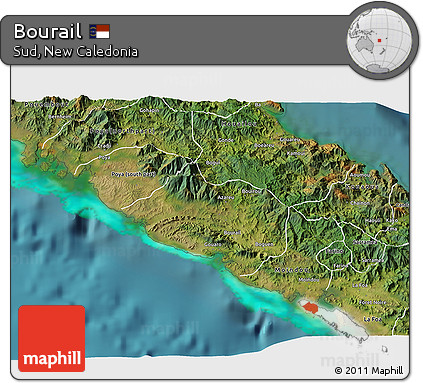 Satellite 3D Map of Bourail