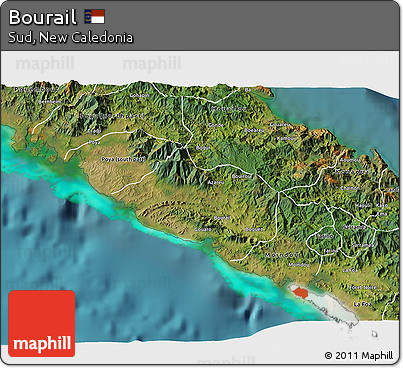 Satellite 3D Map of Bourail