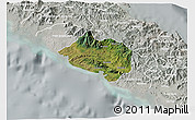 Satellite 3D Map of Bourail, lighten, semi-desaturated