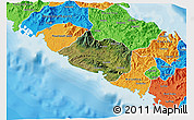 Satellite 3D Map of Bourail, political outside