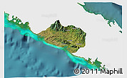 Satellite 3D Map of Bourail, single color outside