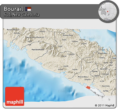 Shaded Relief 3D Map of Bourail