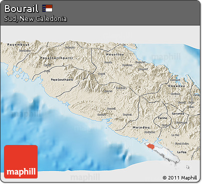 Shaded Relief 3D Map of Bourail
