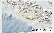 Shaded Relief 3D Map of Bourail, semi-desaturated